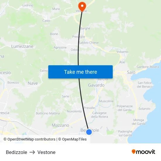 Bedizzole to Vestone map