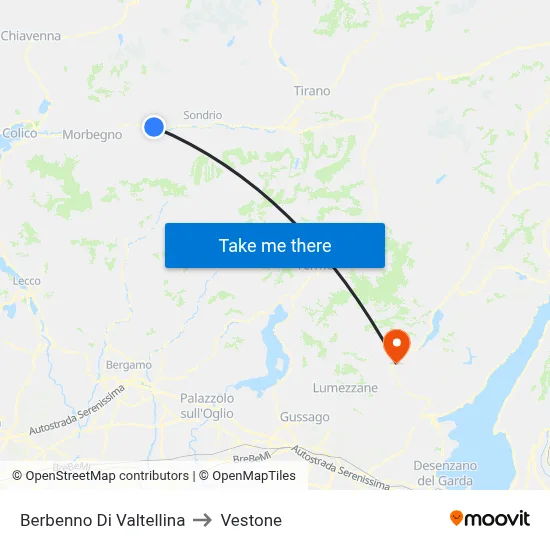 Berbenno Di Valtellina to Vestone map