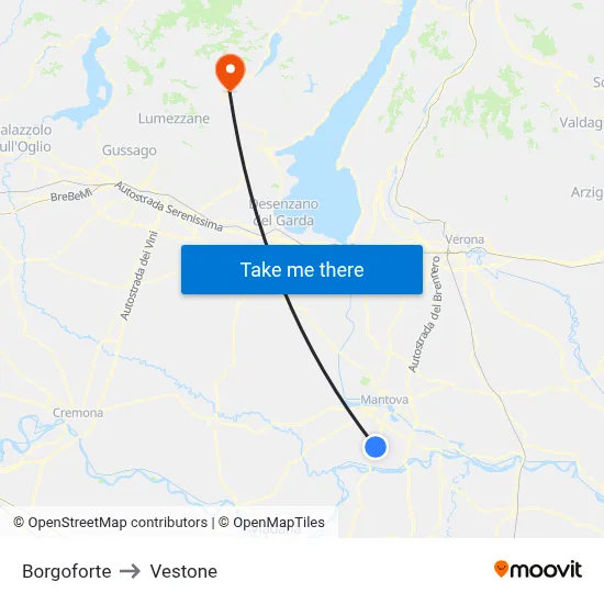 Borgoforte to Vestone map