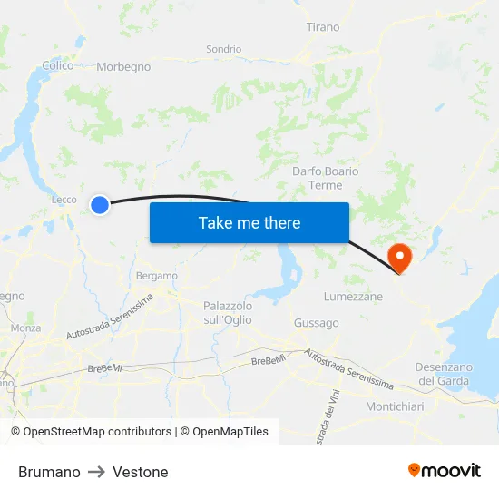 Brumano to Vestone map