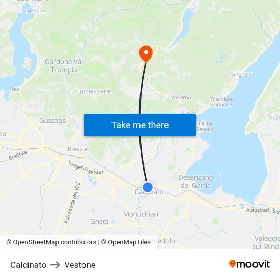 Calcinato to Vestone map