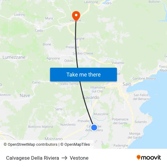 Calvagese Della Riviera to Vestone map