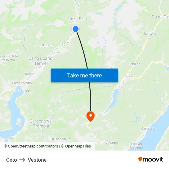 Ceto to Vestone map