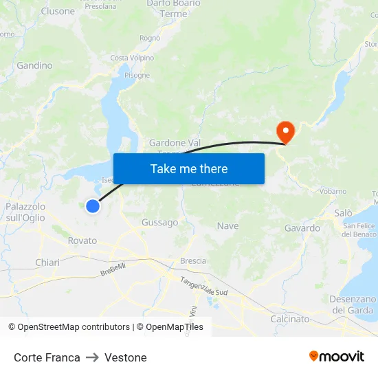 Corte Franca to Vestone map