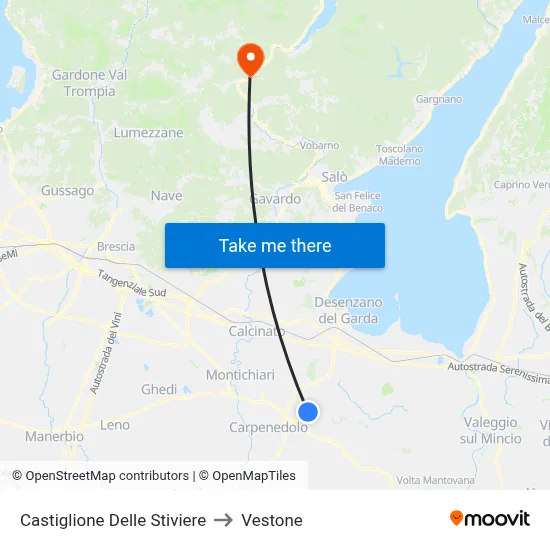 Castiglione Delle Stiviere to Vestone map