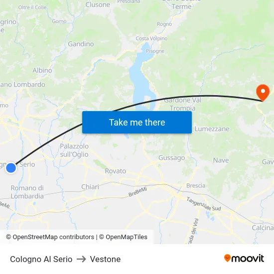 Cologno Al Serio to Vestone map