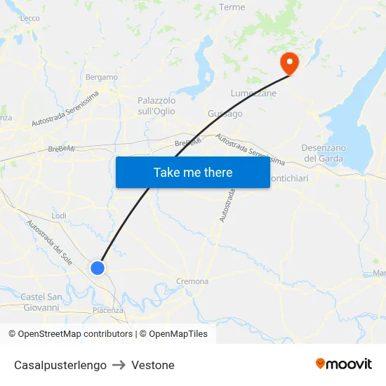 Casalpusterlengo to Vestone map