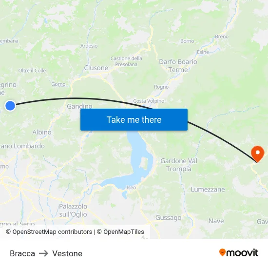Bracca to Vestone map