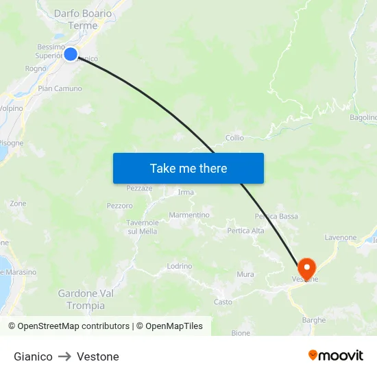 Gianico to Vestone map