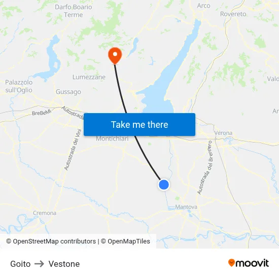 Goito to Vestone map