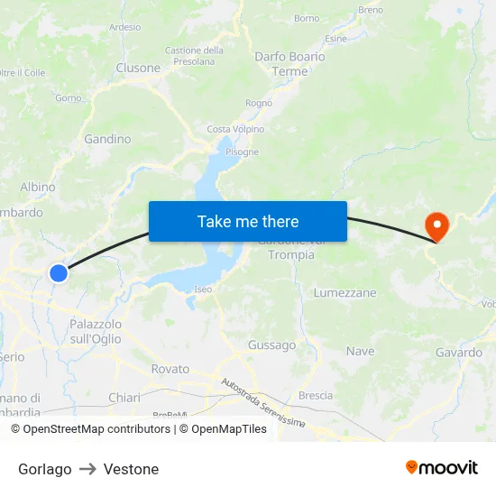 Gorlago to Vestone map