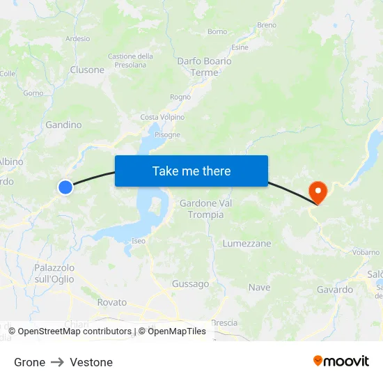 Grone to Vestone map