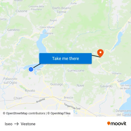 Iseo to Vestone map