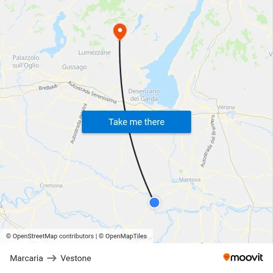 Marcaria to Vestone map