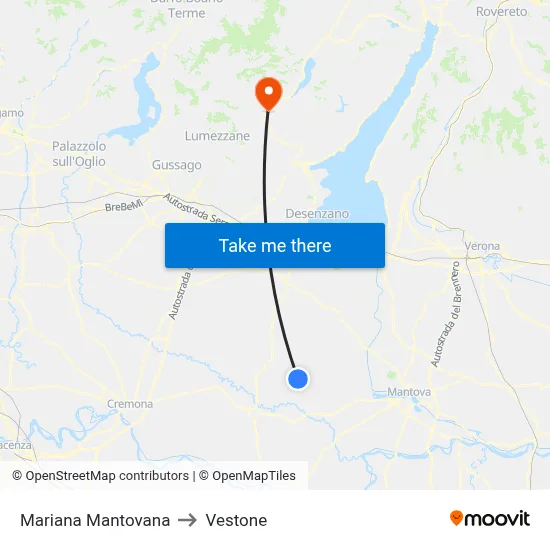 Mariana Mantovana to Vestone map