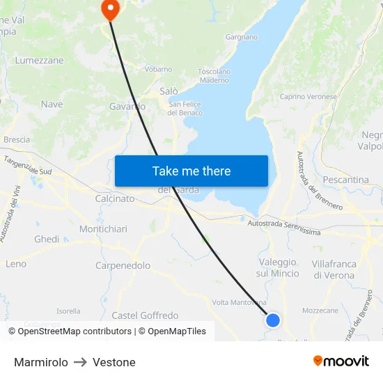 Marmirolo to Vestone map
