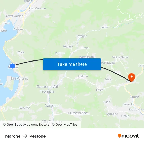 Marone to Vestone map