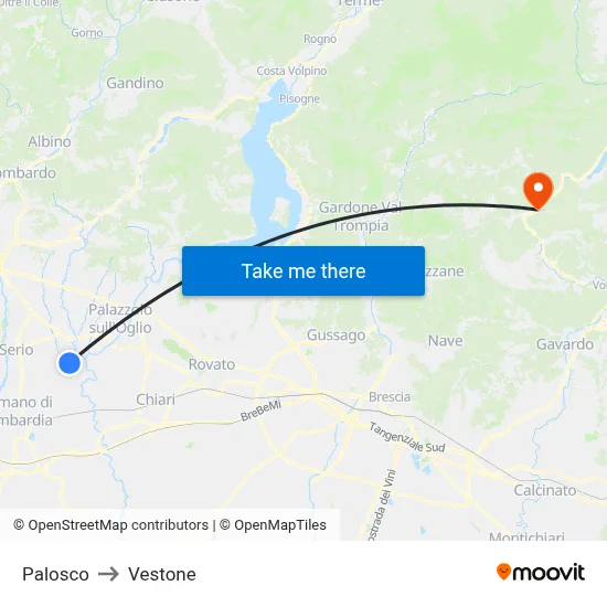 Palosco to Vestone map