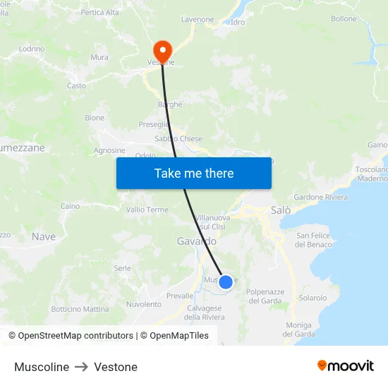 Muscoline to Vestone map