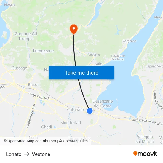 Lonato to Vestone map