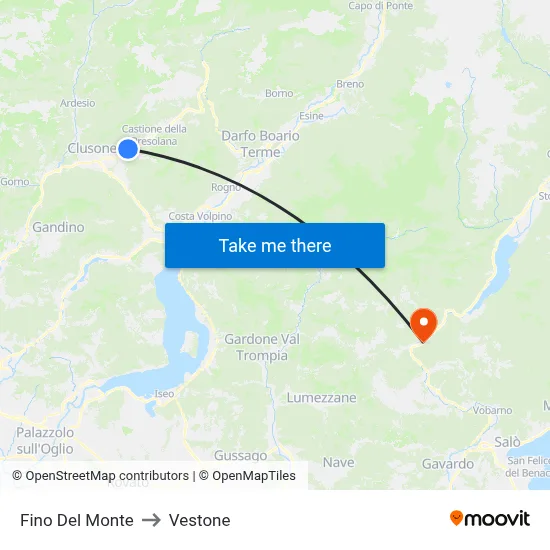 Fino del Monte to Vestone map