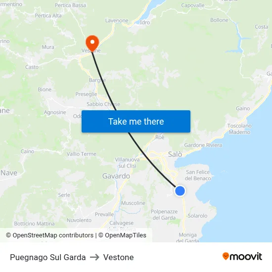 Puegnago sul Garda to Vestone map