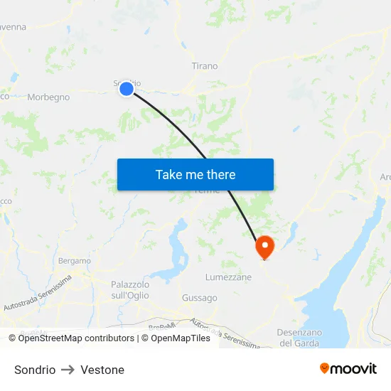 Sondrio to Vestone map
