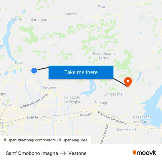 Sant' Omobono Imagna to Vestone map