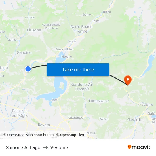 Spinone Al Lago to Vestone map