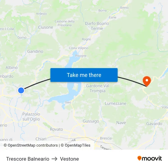 Trescore Balneario to Vestone map