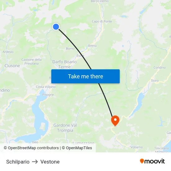 Schilpario to Vestone map