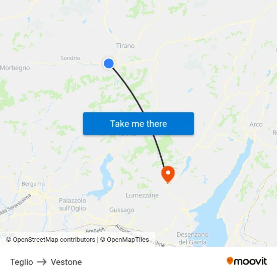 Teglio to Vestone map