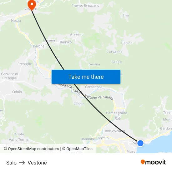 Salò to Vestone map