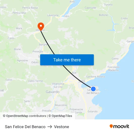 San Felice Del Benaco to Vestone map
