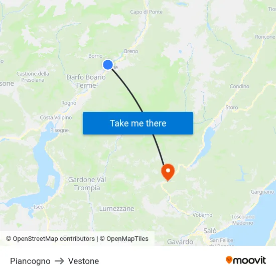 Piancogno to Vestone map