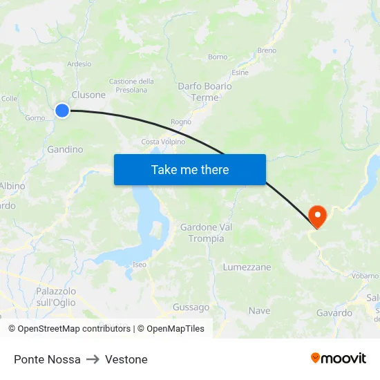 Ponte Nossa to Vestone map