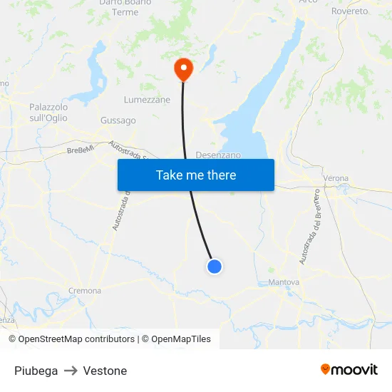 Piubega to Vestone map
