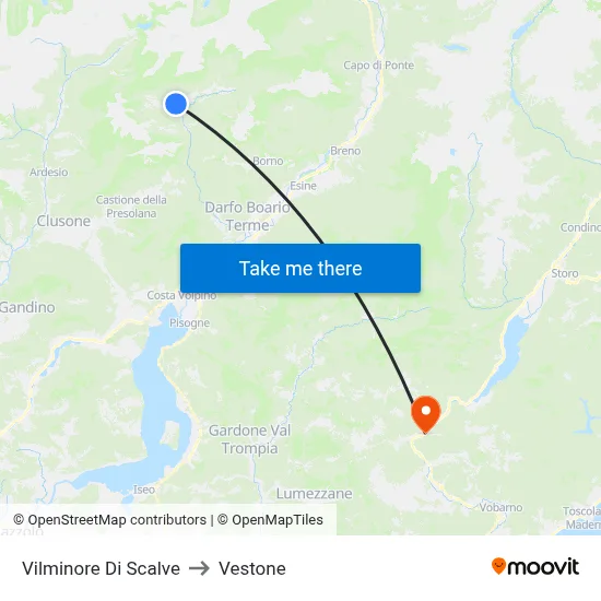 Vilminore Di Scalve to Vestone map