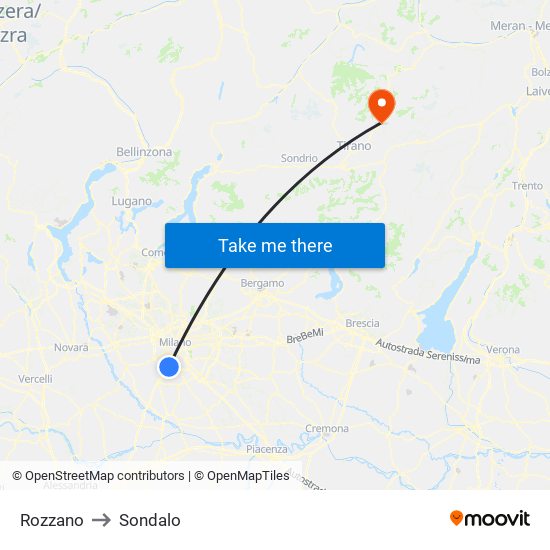 Rozzano to Sondalo map