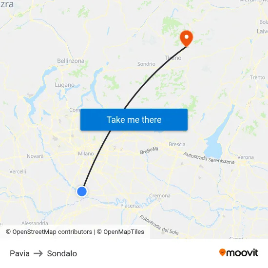 Pavia to Sondalo map