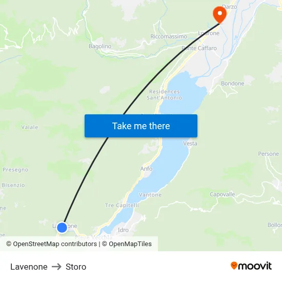 Lavenone to Storo map