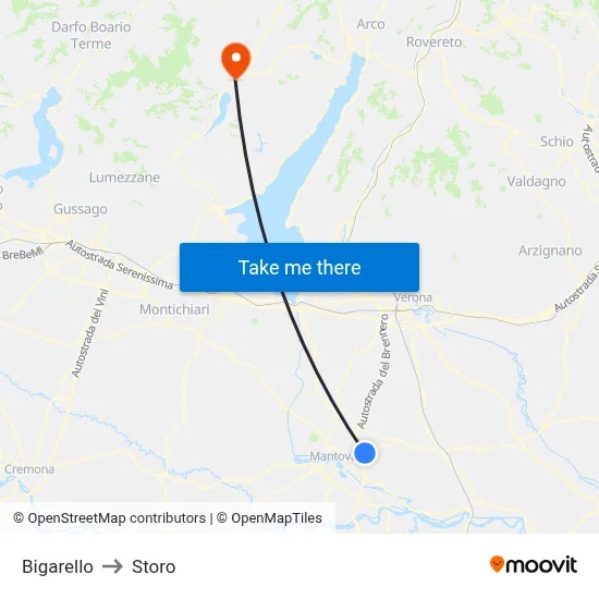 Bigarello to Storo map