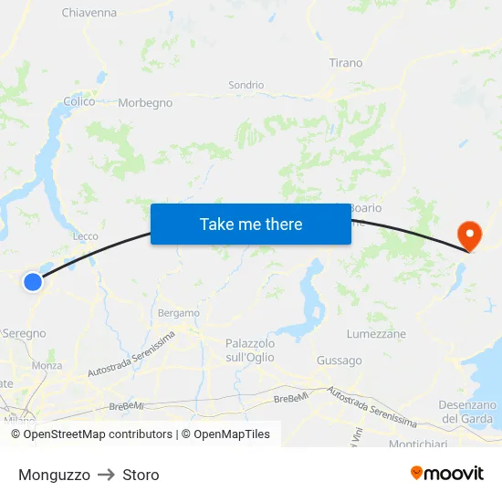 Monguzzo to Storo map
