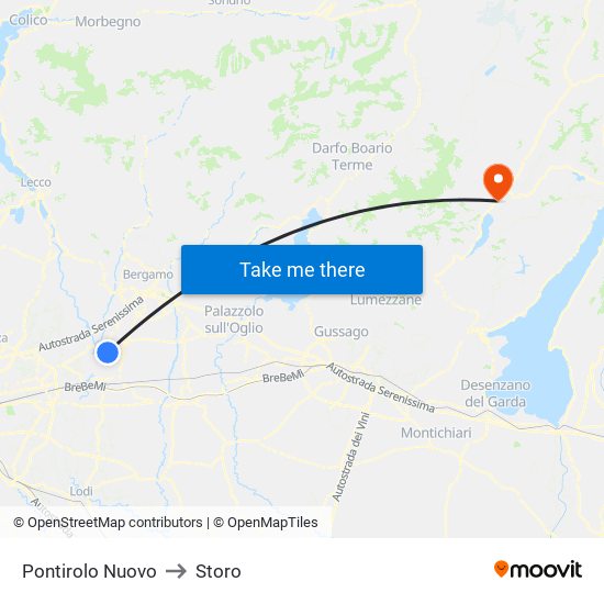 Pontirolo Nuovo to Storo map