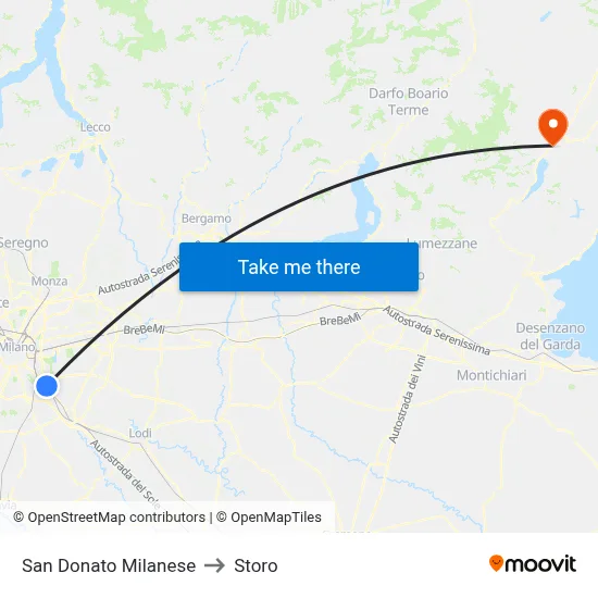 San Donato Milanese to Storo map