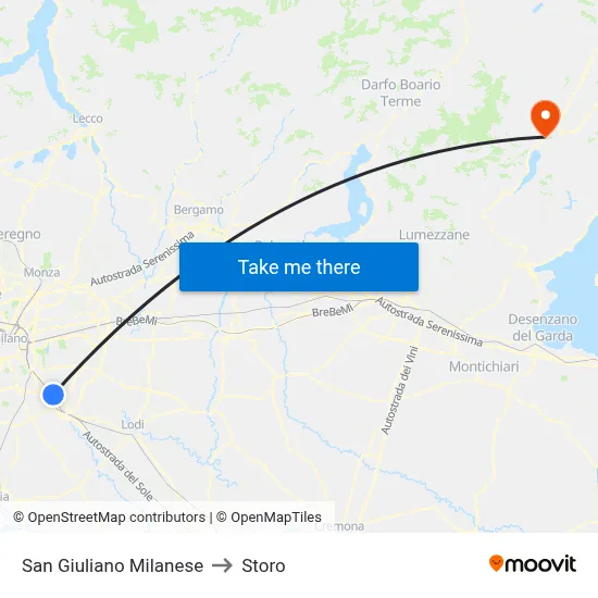 San Giuliano Milanese to Storo map