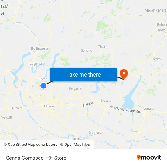 Senna Comasco to Storo map
