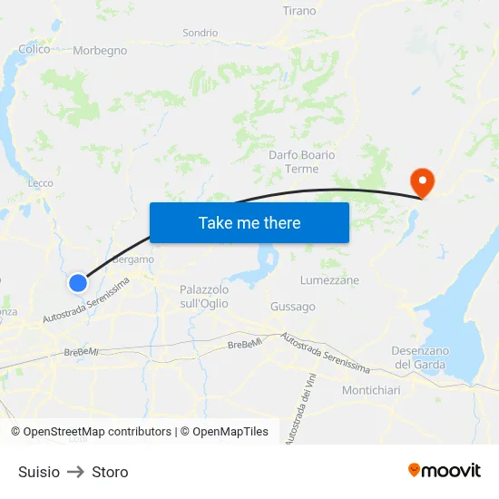 Suisio to Storo map