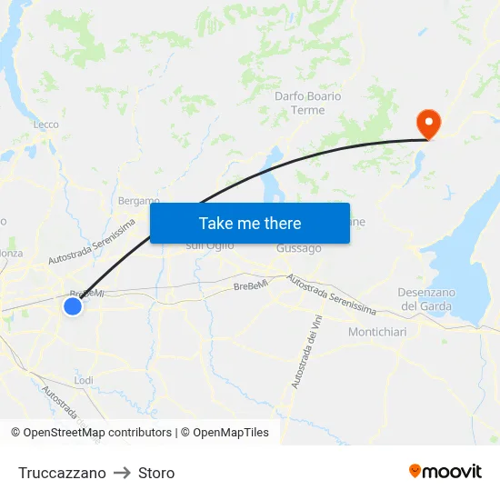 Truccazzano to Storo map