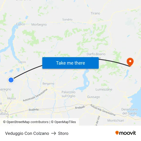 Veduggio Con Colzano to Storo map